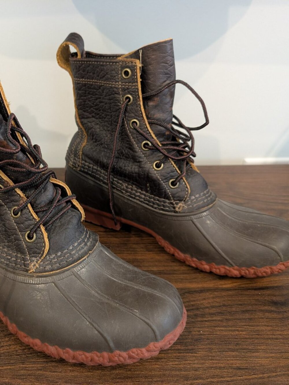 Brown 8-inch Bison Leather  "Bean Boots" by L.L. Bean, Size 9
